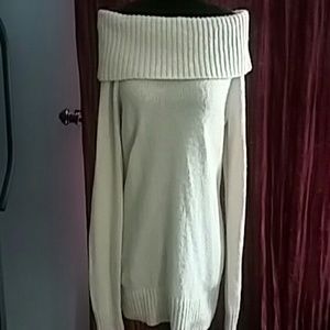 Off shoulder tunic sweater